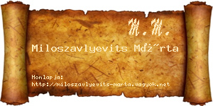 Miloszavlyevits Márta névjegykártya