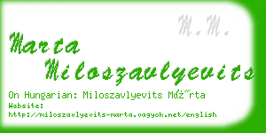 marta miloszavlyevits business card